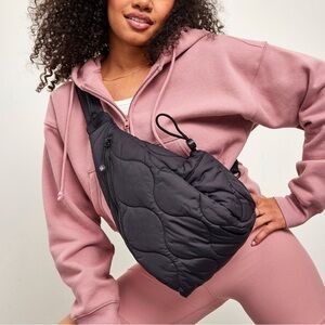 Black Quilted Sling Backpack